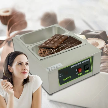 1 бр. 2 решетеста котел за топене на шоколад, търговски апарат за топене на шоколад, машина за печене