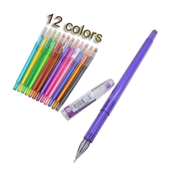 1 бр. студентски цветен гел писалка 0,5 мм, бял гел дръжката, дръжката на кристален, 12 цвята, студентски офис живопис, акварел писалка, мастило на водна основа