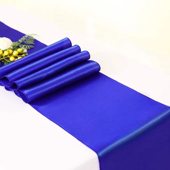 10 бр. кралски сини сатенени покривки Луксозни сватба, празници, празнични украси за банкет, декорация за масата за хранене