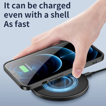 2022 Нов Течен Луксозен Магнитен Калъф За Телефон iPhone 13 12 11 Pro Max Mini Безжично Зарядно Устройство Задния Капак От Закалено Стъкло TPU