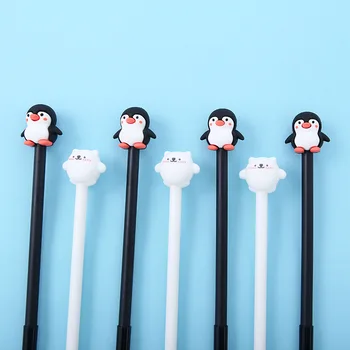 36 бр. силиконови гел химикалки с корейски анимационни пингвин, сладко черно-белите животни, мека залепваща химикалка за подпис, канцеларски материали