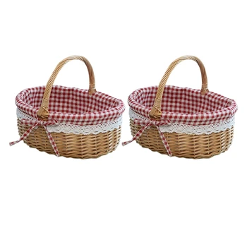 3X кошница от Ракита кошници с Подаръци Е овални ивовая ракита кошница за пикник с дръжка сватбена кошница малка