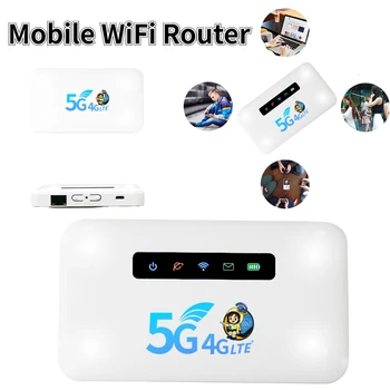 4G/5G Ръчен Безжичен Wi-Fi Рутер CAT4 150 Mbit/s, WiFi Мобилен Рутер 2400/2600 mah Батерия със слот за СИМ-карти за Пътуване на Открито