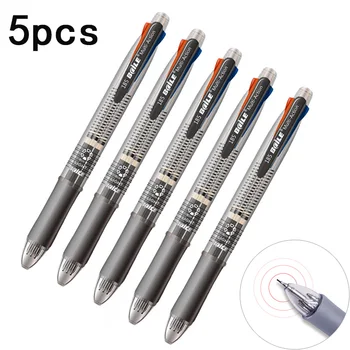 5 бр./лот, многоцветен химикалка химикалка 5 в 1, 0,7 мм, 4 цвята, приготвени за химикалка и набор от механични карандашных грифелей 0,5 мм за писане на маркиране