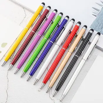 50 бр./лот Универсални химикалки-stylus писалка 2 в 1 със сензорен екран за iPad, iPhone, Samsung Tablet / всички мобилни телефони с индивидуално лого