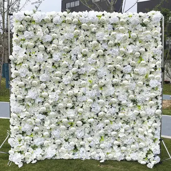 5D Бял божур Плат Цвете Рулонная подвесная завеса Изкуствена роза от плат на Цветя стена от Външната страна на сватбата на фона на Декор