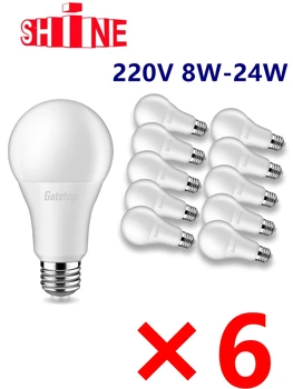 6 бр. led лампа AC220V AC110V висока мощност 8 W-24 W E27 B22 с високо люменом без строба подходящ за детска стая, кабинет, кухня