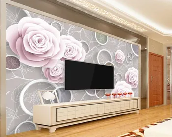 Beibehang Потребителски тапети на стенописите Топли рози проста 3D стереоскопичен ТЕЛЕВИЗОР фон на стените, 3d тапети стенопис от папие-маше, рисувани стенни