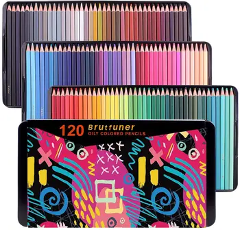 Brutfuner 120 цвята Квадратни бъчви молив пастельного цвят маслени моливи за рисуване Лидице кутия за скици Комплект за рисуване студенти подаръчни аксесоари