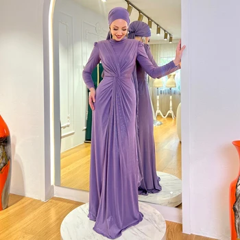 Ciynsia Момента мюсюлманската секси вечерна рокля с дълги ръкави, Дубай Арабски хиджаб, вечерни рокли, Марокански кафтан, Русалка, халат за бала