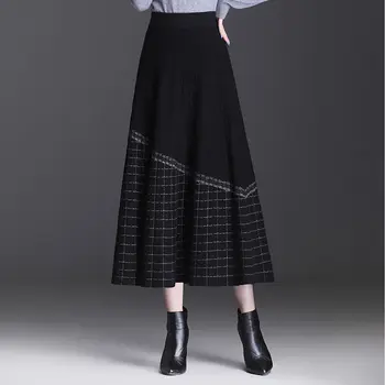 Crochet плисирани поли за жени, есен-зима 2023, нова клетчатая модерна пола с висока талия, офис дамски елегантна пола midi T174