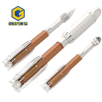 Gobricks MOC-47289 Набор от градивни блокове на ракетата е в мащаб Сатурн V ракета-носител, изследователски превозно средство, детски подаръци, играчки