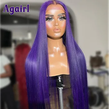 HD Прозрачен перука на дантели 13x4, тъмно лилаво, прави перуки, изработени от човешка коса на дантели, омбре лилав цвят, малайзийские дантела перуки за жени