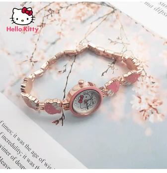 Hello Kitty Модерен сладък cartoony женски гривна с диаманти, лесни сладки пресни детски кварцов часовник