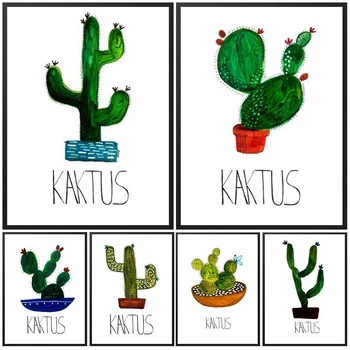 Kaktus Цвете кактус скандинавски плакат минималистичные кактуси Стенно изкуство Платно Картина стенни картини за хола Начало декор, без рамка