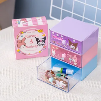 Kawaii Sanrioed Melody Kuromi Cinnamoroll Кутия За Съхранение на Бижута Кутия за настолен Кутия За Съхранение на Обици и Аксесоари За Коса, Кутия За Съхранение