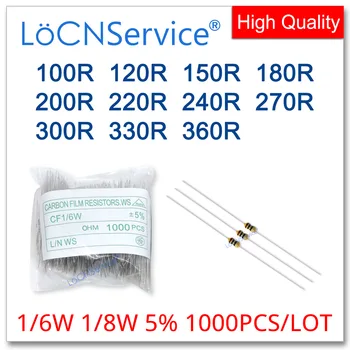LoCNService 1000 бр./лот 5% 1/6 W 1/8 W 100R 120R 150R 180R 200R 220R 240R 270R 300R 330R 360R Въглероден Филмът Резистор DIP ОМА