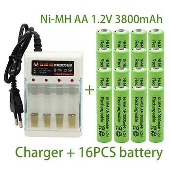 Nouvelle batterie rechargeable AA 1.2 V 3800mAh Ni-MH, pour télécommande de jouet, piles AA 1.2 V + chargeur