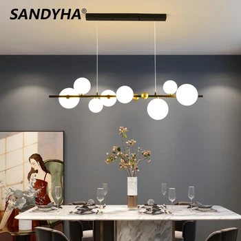 SANDYHA Модерни led полилей със стъклена топка, декорация на дома, окачена лампа, всекидневна, таван, маса, трапезария, мебели за спалня, вътрешно осветление