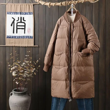 SEDUTMO/ топли зимни якета на дебелите утином топола, дамско дълго палто оверсайз, есенна naka яке с тънки джобове ED1650