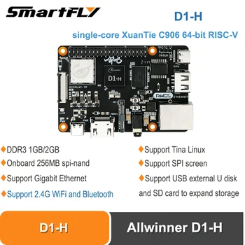 Smartfly такса развитие Nezha AIoT Allwinner D1-H SBC с 1 GB/2 GB DDR3 памет, поддръжка на 64-битов RISC-V ISA и система Tina Linux/Debian