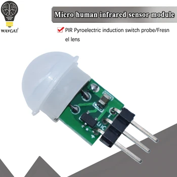 WAVGAT Mini IR Пироэлектрический инфрачервен датчик за движение, човек PIR Модул за автоматичен детектор AM312 Сензор за постоянен ток от 2,7 до 12 В