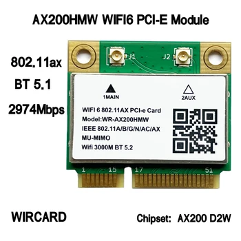 WIRCARD AX200HMW AX200 WIFI6 Модул MINI PCIE 802.11 ax 160 Mhz Мрежова Карта WIFI Карта За Лаптоп Win10