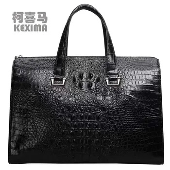 lukani Пътна чанта от крокодилска кожа, мъжки чанти голям капацитет мъжка чанта за ръце търговски бизнес мъжки чанти от крокодилска кожа