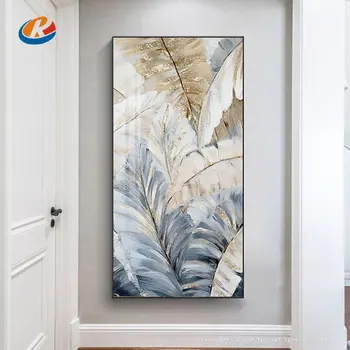 Абстрактен плакат със златни палмови листа, скандинавски растение, платно, живопис, натюрморт, стенно изкуство, картини за интериора на хола, домашен декор