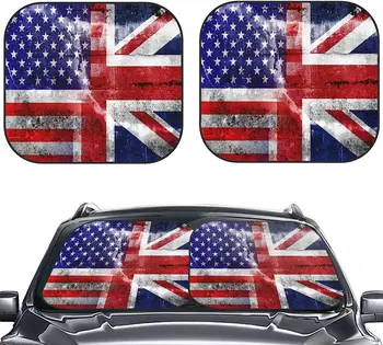 Американски с Британския Флаг сенника на Предното Стъкло на Автомобила Автоматично Сгъване на 2 елемента Слънчеви Очила за повечето стъкла, които са Подходящи за Хранене на сенника
