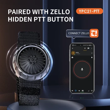 Безжична Bluetooth PTT бутон за управление на преносими рацией за безжичен микрофон ZELLO говорител с каишка за телефон Android и IOS