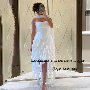 Бели вечерни рокли Русалка Арабия Дубай с разрезными плисета, атласное вечерна рокля за бала, дамски официални рокли с дължина до пода