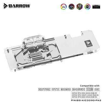 Блок на графичния процесор Barrow 3090 С пълно покритие, Блок за Водно охлаждане на видеокартата, За ZOTAC RTX 3090 TQ OC, BS-AIC3090-PA2