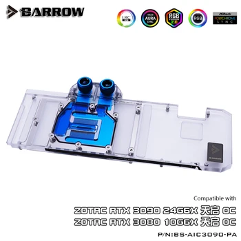 Блокове за водно охлаждане на видеокартата Barrow 3080 3090 GP U Block с пълно покритие, За ZOTAC RTX 3090 TQ OC, BS-AIC3090-PA