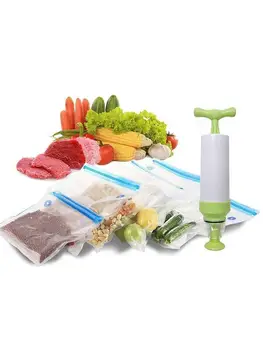 Вакуумна торба за многократна употреба за хранителни продукти, ръчно пакетираща машина за запечатване машина, съдове за опаковка с цип, еко-приятелски съхранение, без помпа