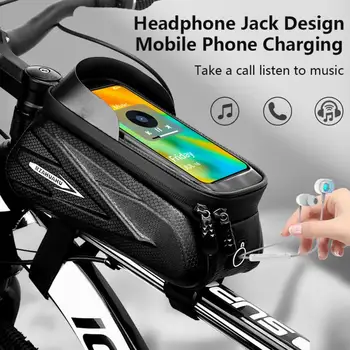 Велосипедна рамка на Предната горна тръба Велосипедна чанта на волана чанта за мобилен телефон Водоустойчив титуляр за телефон със сензорен екран Аксесоари за колоездене