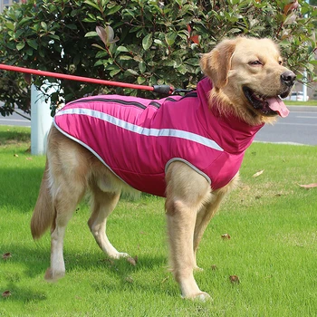 Водоустойчива топло яке за голямо куче, зимна мека руното яке за голямо куче, плътен памучен дрехи за домашни любимци, светоотражающая облекло за средни кучета