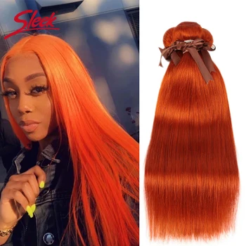 Гладка бразилски директни оранжеви коси блондинистого, имбирно-оранжево и червено, снопчета коса Реми за удължаване на косата за черни жени