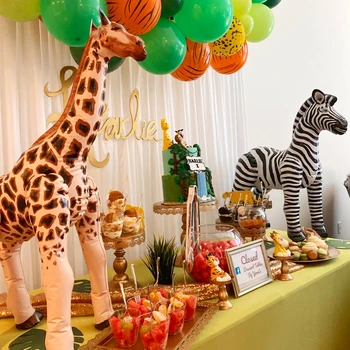 Голяма имитация на жираф, Зебра, животински, надуваем балон, детско сафари в дивата джунгла, украса за парти в чест на рождения ден, подарък за бебе душ