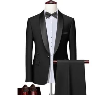 Деловият мъжки костюм, сватбена рокля, ежедневни офис официално облекло, темпераментни мъжки панталони, палта, комплект от две части