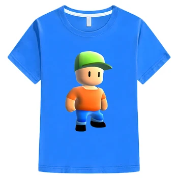 Детска Лятна тениска Stumble Guys, Блузи от 100% памук с къс ръкав, една част тениска за деца, момчета 10 години, 2 г., дрехи за момичета и момчета