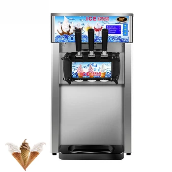 Електрическа машина за приготвяне на сладолед сладолед от неръждаема стомана, 3 различни вкуса вендинг машини за мек сладолед