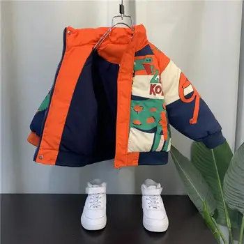 Зимни дрехи за момчета, яке с памучна подплата, 2023 г., нова детска яке с утепленной подплата, детско зимно памучно палто на лигавицата на руното
