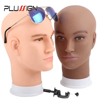 Известната марка Plussign Мъжки плешивото без коса Манекен Златар модел на Стъклена шапка, Перука дисплей База човек PVC Тренировочная главата