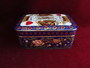 Изделия от старата емайл с фигури медна гуми на 1980-те години, цветна кутия за покер