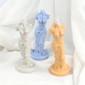 Изработена по поръчка силиконова форма за свещи от гръко-римската митология, форми за свещи на богинята Венера, форма за свещи със счупена ръка, форма за свещи на Венера