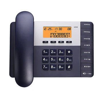 Кабелен Стационарен телефон с усилвател, идентификатор на повикващия, Регулируеми сила на звука и яркостта на LCD дисплей, Часовник за Офиса, Дома на Хотела