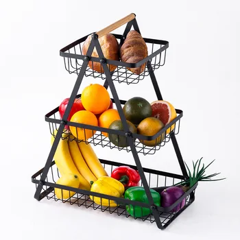 Кухненски многофункционална стойка за съхранение на зеленчуци и плодове, плодови чиния, стойка за закуски, зеленчуци, преносим тава за сладкиши, кошница за плодове