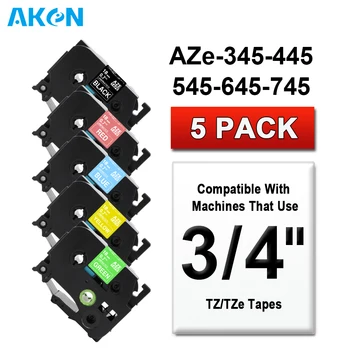 Лентата за этикетирования Aken 5pk 18 мм, съвместими с Brother P-Touch Label Maker, многоцветни ламинирани ленти за этикетировщика
