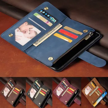 Луксозен кожен портфейл за Честта X7A за носене на чантата на магнитен цип за мобилен ретро портфейл със сгъваща се стойка за карти Mercury Cover
